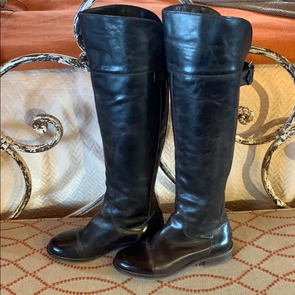 Hinge leather riding boots